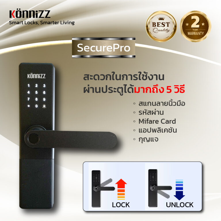 Konnizz เคินนิซ Digital Door Lock รุ่น Secure Pro ล็อคประตูดิจิตอลรุ่นใหม่ล่าสุด ราคาสุดคุ้ม